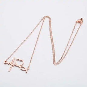Gift for Doctor Nurse Heartbeat & Stethoscope Pendant Trio