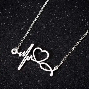 Gift for Doctor Nurse Heartbeat & Stethoscope Pendant Trio