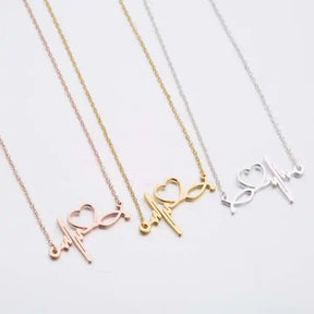 Gift for Doctor Nurse Heartbeat & Stethoscope Pendant Trio