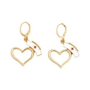 Healing Elegance: Nurse Cap and Syringe Earrings Set for Doctor Nurse
