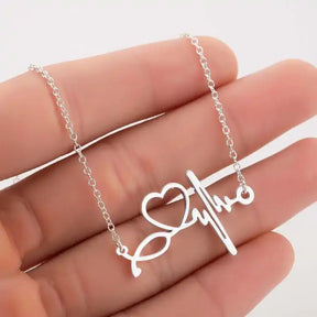 Gift for Doctor Nurse Heartbeat & Stethoscope Pendant Trio