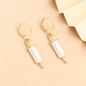 Healing Elegance: Nurse Cap and Syringe Earrings Set for Doctor Nurse