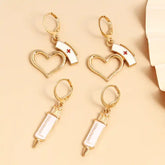 Healing Elegance: Nurse Cap and Syringe Earrings Set for Doctor Nurse