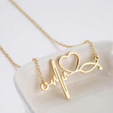 Gift for Doctor Nurse Heartbeat & Stethoscope Pendant Trio