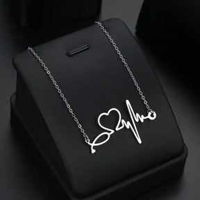 Gift for Doctor Nurse Heartbeat & Stethoscope Pendant Trio