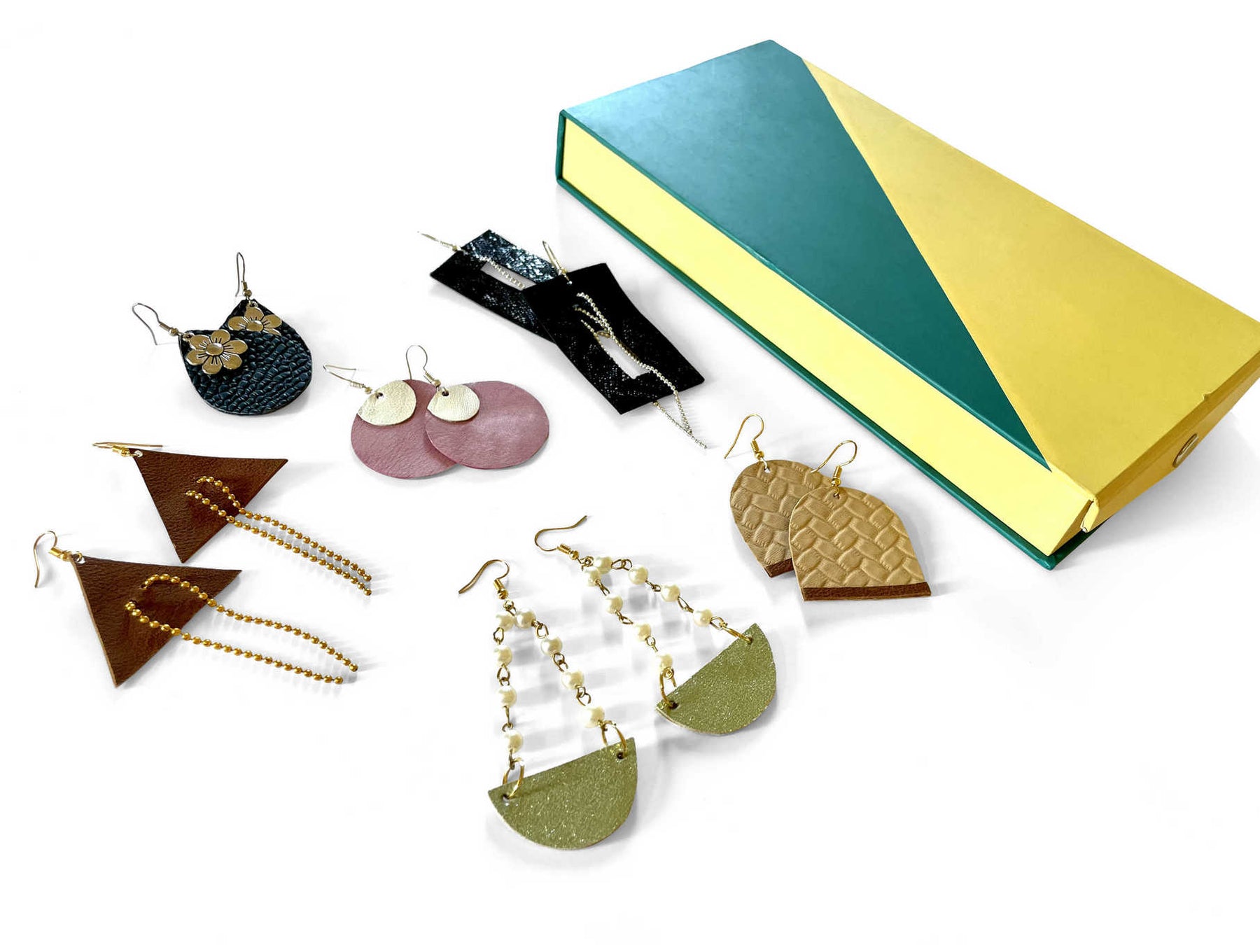 Handcrafted Premium Set of 6 Pairs Pure Leather Earrings by Ulftaaz